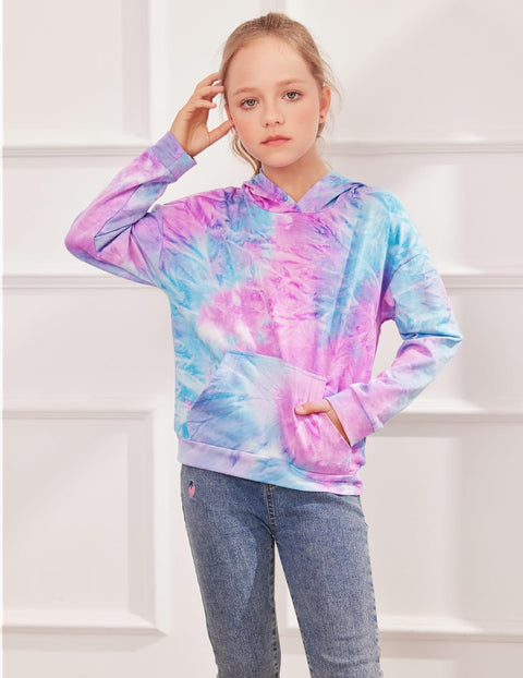 Arshiner Girls Tie Dye Sweatshirts Loose Casual Hoodies Tops