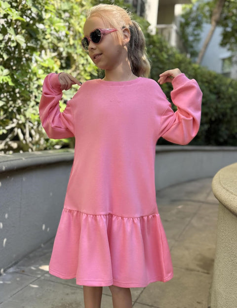 Arshiner Girls Dresses Long Sleeve Pullover Drop Shoulder Dress