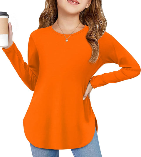 Arshiner Girls Long Sleeve T Shirts Hem Side Soft Tops