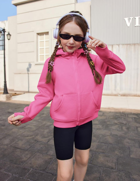 Arshiner Girls 2 Piece Outfit Drop Shoulder Zip Up Hoodies Set