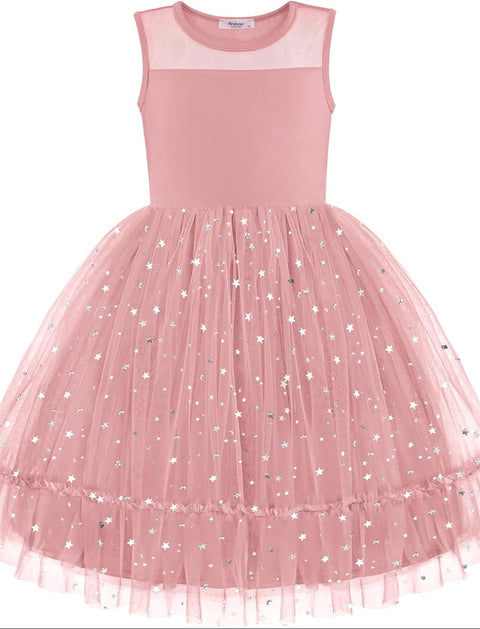 [2T-7Y] Arshiner Toddler Sleeveless Formal Dress Fancy Cute Tulle Glitter Dresses