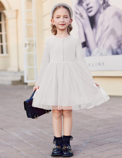 Arshiner Toddler Girls Tutu Dress Long Sleeve Party Dresses