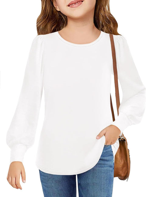 Arshiner Girls Puff Long Sleeve Shirts Lantern Sleeve Tunic Tops