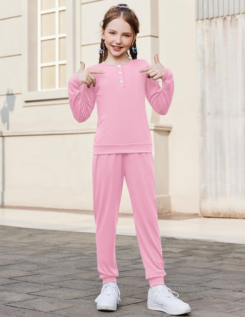 Arshiner Girls Clothes Crew Neck Long Sleeve Tops and Pants Set