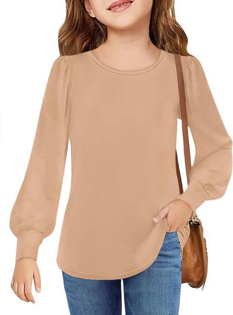 Arshiner Girls Puff Long Sleeve Shirts Lantern Sleeve Tunic Tops