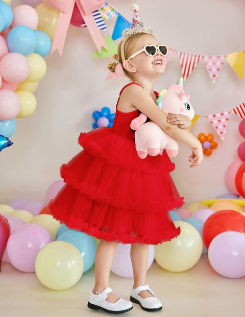 Arshiner Toddler Girls Tulle Dress Tiered Ruffle Fluffy Tutu Dresses 2-8 Years