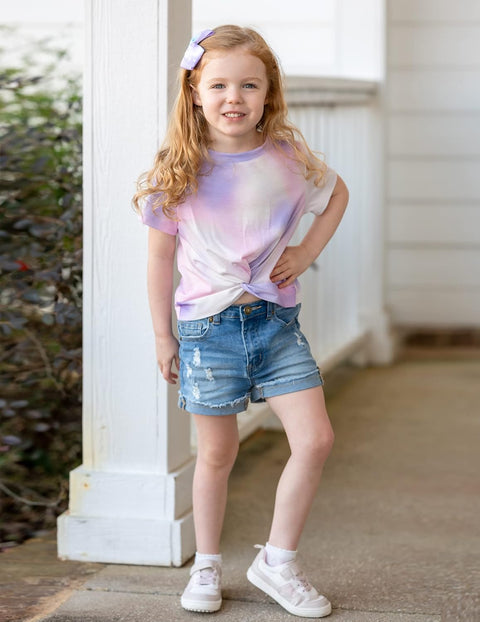 Arshiner Girls Casual Tie Dye Short-Sleeve T-Shirt