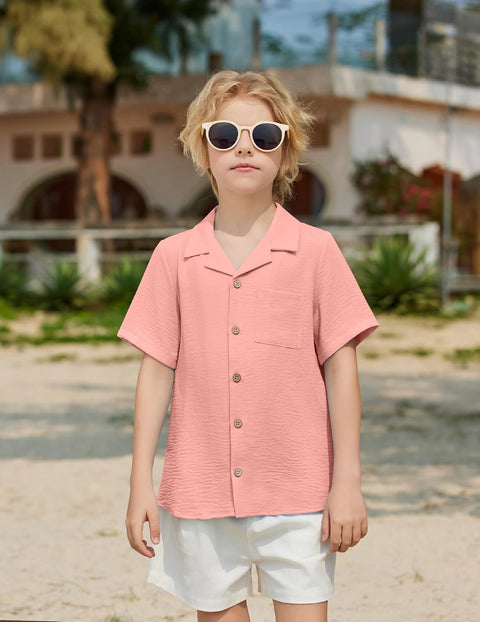 Arshiner Boys Short Sleeve Button Down Shirt 4-12 Years