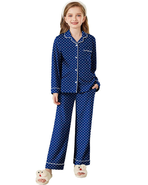 Arshiner Pajamas Set for Girls Plaid Long Sleeve Lounge Set