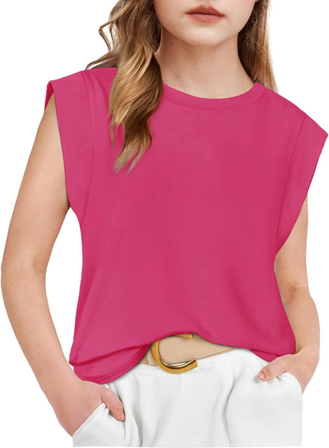 Arshiner Girls T Shirts Cap Sleeves Casual Summer Tops Tank Tee