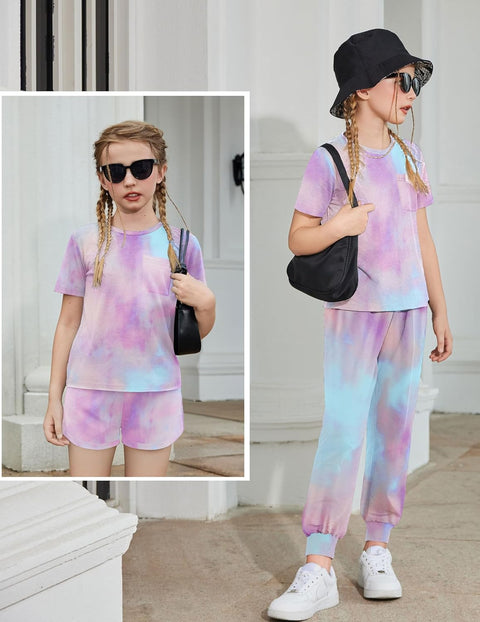 Arshiner Girls Clothes 3 Piece Outfits Short Sleeve Shirt