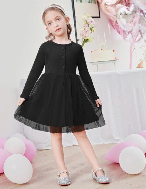 Arshiner Toddler Girls Tutu Dress Long Sleeve Party Dresses