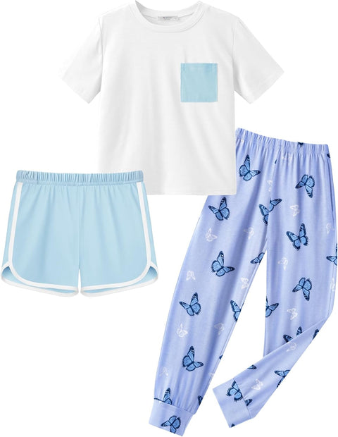 Arshiner Girls Clothes 3 Piece Outfits Short Sleeve Shirt