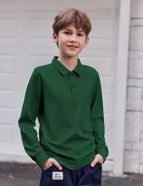 Arshiner Boys Long Sleeve Polo Shirt Uniform Shirt