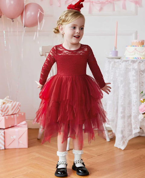 Arshiner Flower Girl Dress Toddler Contrast Lace Tutu Tulle Dresses