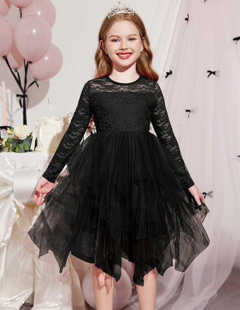 Arshiner Flower Girl Dress Toddler Contrast Lace Tutu Tulle Dresses