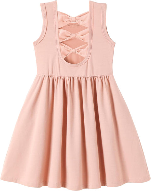 【2-6Y】Arshiner Toddler Girls Dress Back Bowknot Twirly Sundress with Pockets