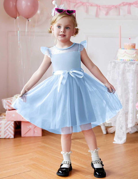 [2-8Y] Arshiner Toddler Girls Tutu Dress Contrast Mesh Party Dresses