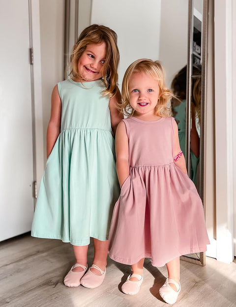 【2-6Y】Arshiner Toddler Girls Dress Back Bowknot Twirly Sundress with Pockets