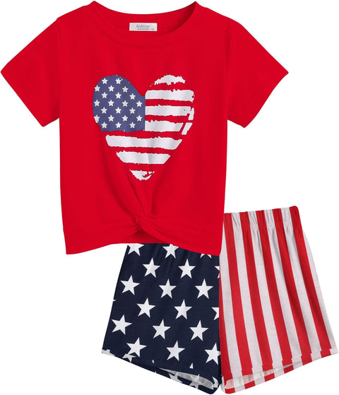 Arshiner Girls Clothing Sets Twist Front Top and Shorts 2 Piece Outfits Activewear Tracksuit 5-14 Year