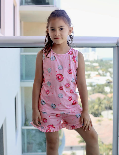 Arshiner Girls Pajamas Ruffle Sleepwear Tank Top and Shorts Set Pjs Outfit