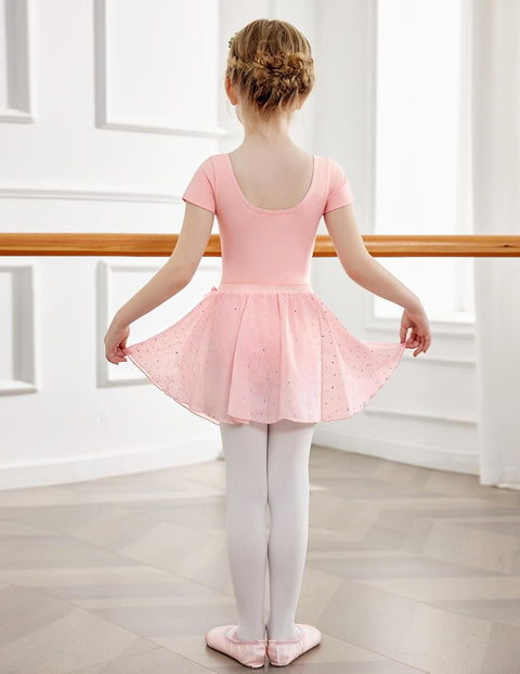 Arshiner Girls Sequin Ballet Leotards Combo Irregular Hem Dance Dresses