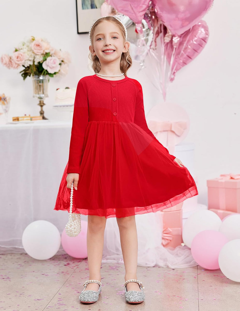 chinese dress ladies Cute Ball-Gown Scoop Neck Toddler Flower Girl Dress with Long Sleeves –  Angrila main image 0