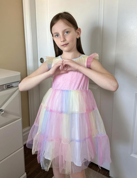Arshiner Toddler Baby Girl Dress Ruffle Sleeveless Tulle Dresses 2-6