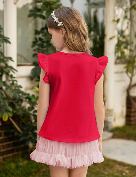 Arshiner Girls Shirts Ruffle Short Sleeve Cute Casual Tops Blouse Tee