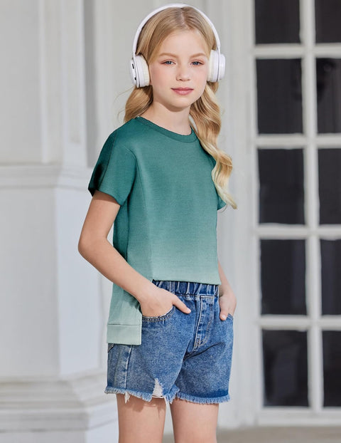 Arshiner Girls 2 Piece Outfit Short Sleeve T-Shirt and Shorts Set