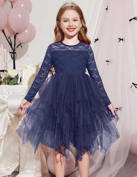Arshiner Flower Girl Dress Toddler Contrast Lace Tutu Tulle Dresses
