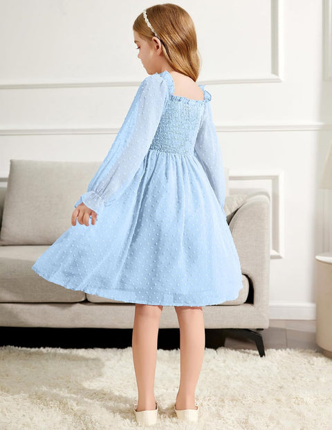 Arshiner Girl Tulle Dress Winter Long Sleeve Teen Girls Party Dresses