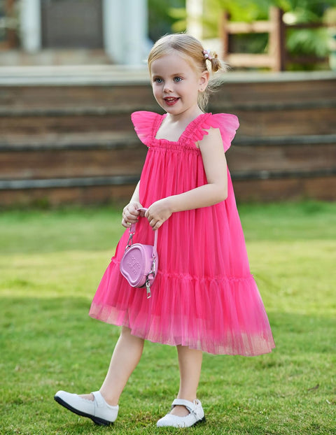 Arshiner Toddler Tulle Dress for Girls Layered Tutu Ruffle Dresses