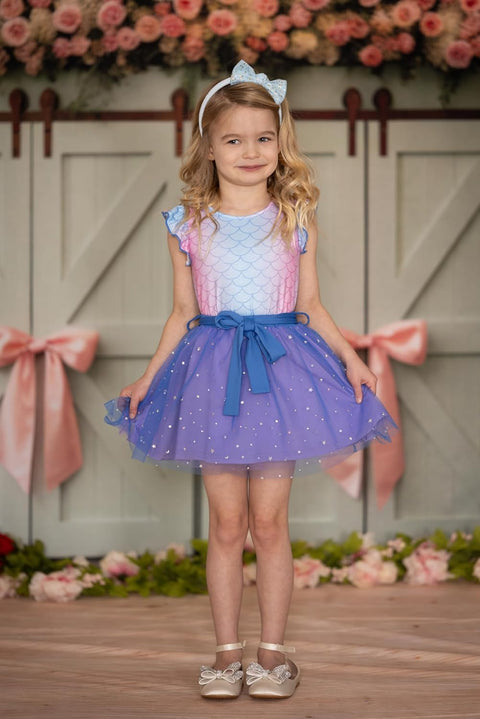 Arshiner Toddler Girls Skirt Set Ruffle Sleeve Tops and Belt Tutu Skirts