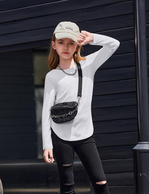 Arshiner Girls Long Sleeve T Shirts Hem Side Soft Tops
