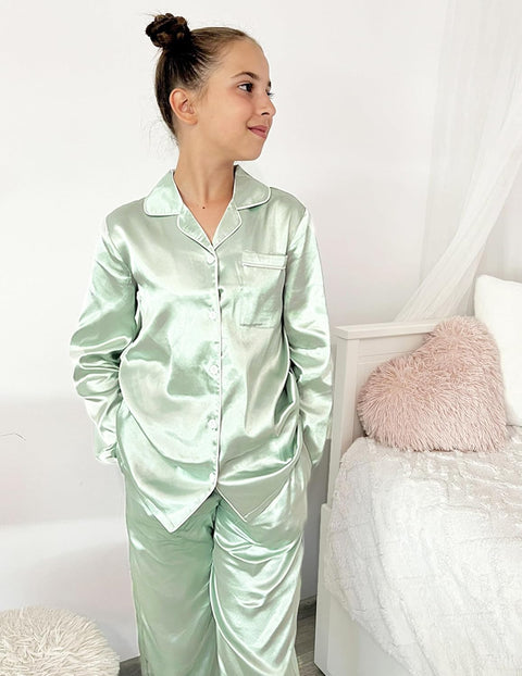 Arshiner Girls Pajamas Silk Satin Pajama Set