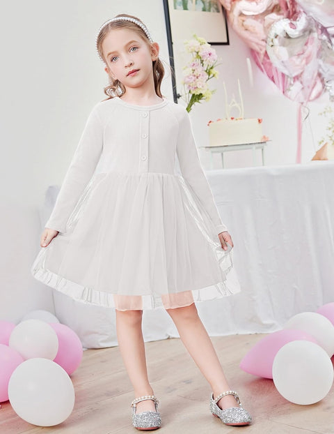 Arshiner Toddler Girls Tutu Dress Long Sleeve Party Dresses