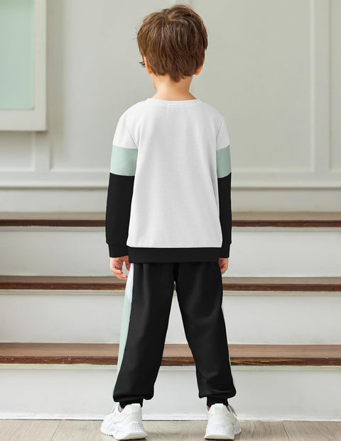 Arshiner Boys 2 Piece Outfit Color Block Sweatshirt & Sweatpants