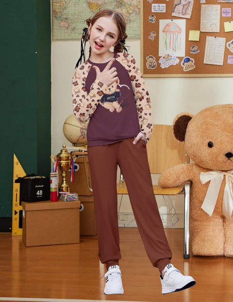 Arshiner Girls 2 Piece Outfits Long Sleeve Sweatsuit Set