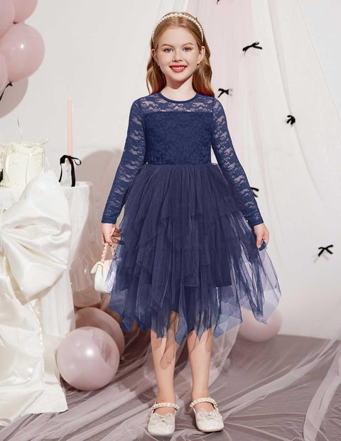 Arshiner Flower Girl Dress Toddler Contrast Lace Tutu Tulle Dresses