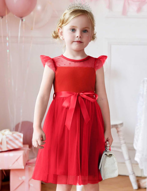 [2-8Y] Arshiner Toddler Girls Tutu Dress Contrast Mesh Party Dresses