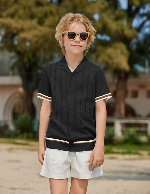 Arshiner Boys Knit Shirts Short Sleeve Button Down Shirt