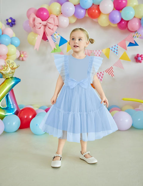 【2-6T】Arshiner Toddler Tutu Dress Girls Tulle Ruffle Bowknot Dresses