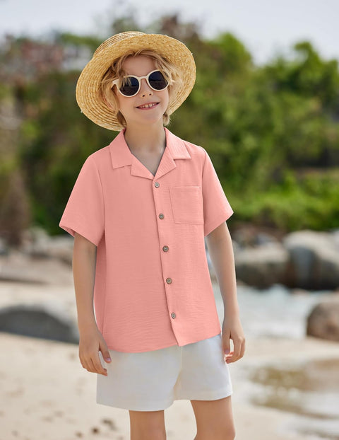 Arshiner Boys Short Sleeve Button Down Shirt 4-12 Years