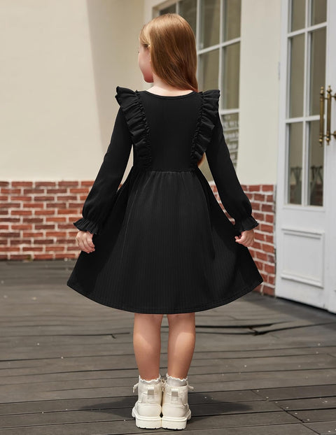 Arshiner Toddler Sweater Dress Ruffle Ribbed Knit Dresses