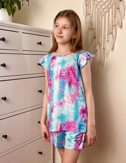 [4Y-12Y] Arshiner Girls Pajamas Set Short Sleeve Pjs 3PCS Lounge Sets