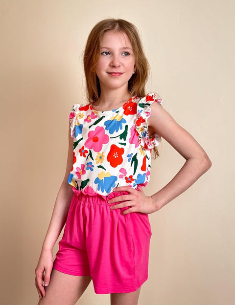 Arshiner Girls 2 Piece Sets Ruffle Trimmed Tank Top and High Waist Shorts