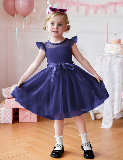 [2-8Y] Arshiner Toddler Girls Tutu Dress Contrast Mesh Party Dresses
