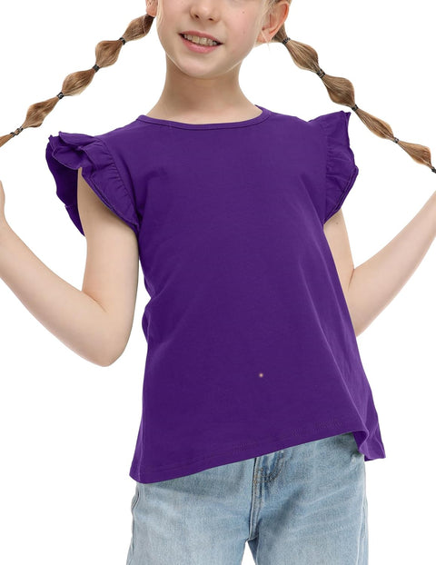 Arshiner Girls Shirts Ruffle Short Sleeve Cute Casual Tops Blouse Tee