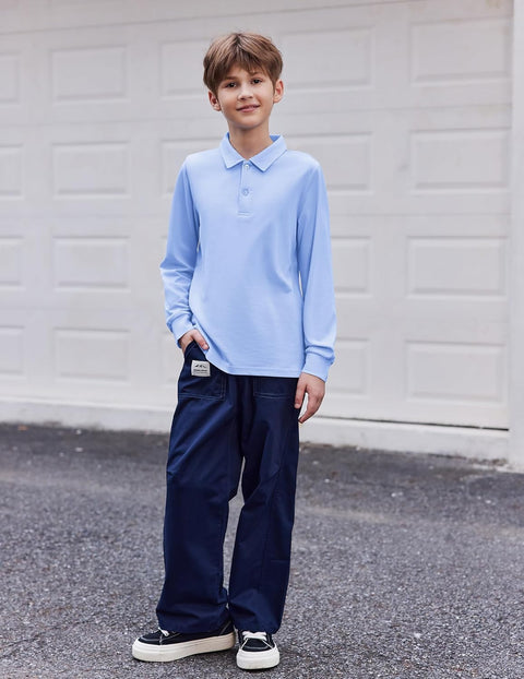 Arshiner Boys Long Sleeve Polo Shirt Uniform Shirt